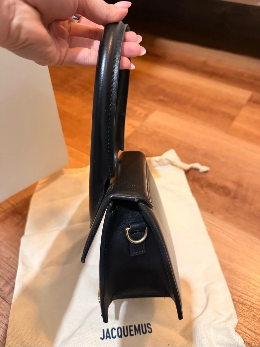 Jacquemus Black Le Chiquito Mini Top-Handle Bag with Gold Logo - Picture 2 of 3